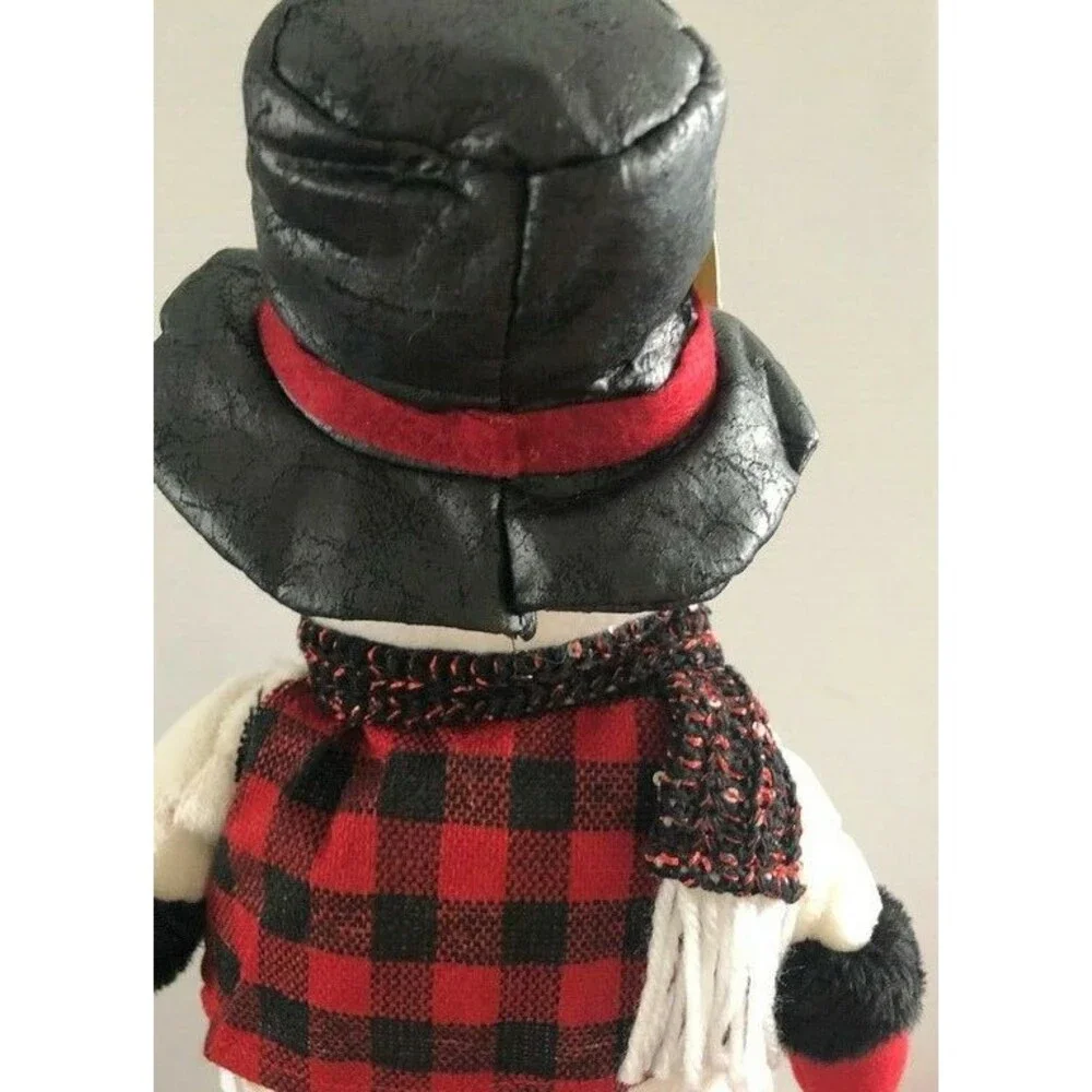 Christmas Snowman Plush Standing Decoration Buffalo Plaid 18
